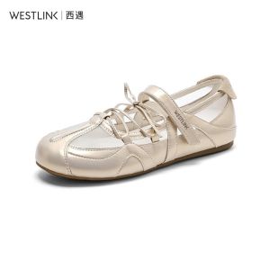 WESTLINK | Breathable Mesh Velcro Low-cut Womens Mary Jane Ballet Flats
