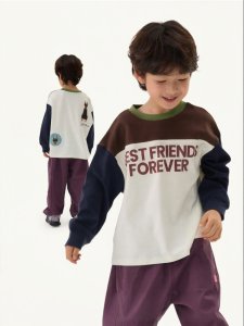 Q21 | Child Long Sleeve Hoodie Cotton 60 Count Yarn Contrast Collar