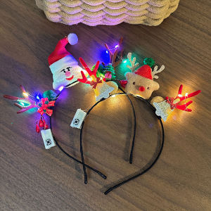 Glowing Christmas Deer Antlers Forest System Hair Accessories Hair Clips Childrens Gift Christmas Holiday Photo-taking