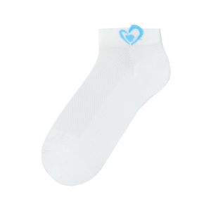 PUYU | Summer Thin Mesh Short Socks Womens No-Cuff Antibacterial Breathable Sweat Absorbent Cotton Sports Style Heart Patterned Socks
