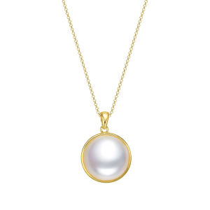 925 Silver Hemispherical Mabe Pearl Pendant 14-16mm
