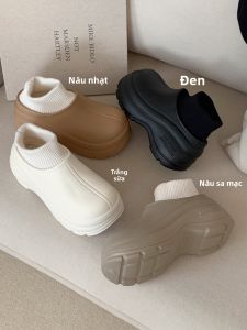 Thời Trang Cho Tất Cả Trận Đấu Tăng Chiều Cao Đáy Dày Phong Cách Thể Thao Ủng Cho Nữ Mùa Đông Chống Trơn Trượt Lông Cừu Chống Thấm Nước Giày Cotton