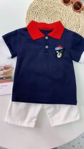 TREEHOUSE baby boy korean outfit Fashion childrens polo shirt short-sleeved top + shorts two-piece set high-quality cotton boys clothing set