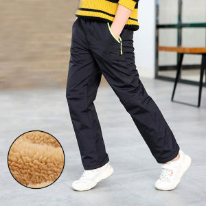 YCAMEL Fashion Waterproof Boy Girl Kids Pants Plush Thick Warm Trousers Sporty Winter Snow Children Windproof Ski Pants TZ389