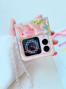 Huawei Novaflip S Luxury Thin Case with Lanyard Flower Diamond Design Anti-Fall Elegant New Product Fashionable Girls Phone Cover