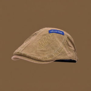 Retro Distressed Blue Label Denim Beret Hat