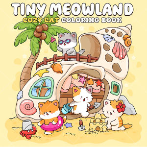 TINY MEOWLAND COZY CAT Coloring Book for Adult Featuring Bold-easy Pattern for Relaxation Teens Educational DIY Painting Drawing