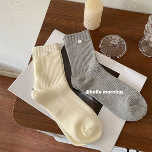 ถุงเท้าข้อสั้นคอกลมสไตล์เรียบง่ายสำหรับผู้หญิง ถุงเท้าลำลองพื้นฐานสำหรับใส่ในชีวิตประจำวัน ถุงเท้าระบายอากาศได้ดี