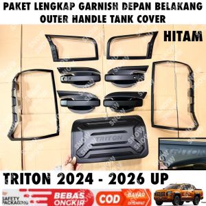 Paket Lengkap Triton 2024 2025 2026 Garnish Depan Belakang Outer Handle Tank Cover Hitam Chrome