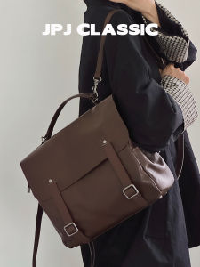jpj | Vintage Style Tanned Cowhide Double Shoulder Bag Womens Commuter Backpack Travel Versatile Single Strap Leather Satchel