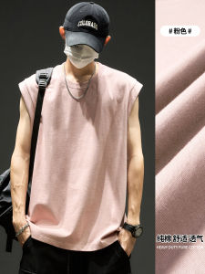 Áo Thun Cotton Không Tay Mùa Hè Cho Nam Áo Thun Thể Thao Cổ Tròn Dáng Rộng Màu Trơn Phong Cách Mỹ Cleanfit