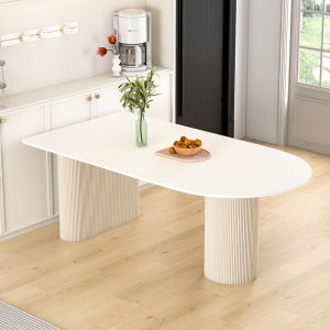 Accessible Luxury Stone Plate Kitchen Island Dining Table Integrated Modern Minimalist Wall Cream Style Semicircle Dining Table and Chair For Home Small Apartment