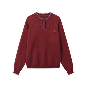 JNXS | Henry Collar Loose Knitted Sweater Autumn