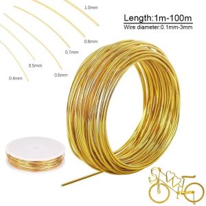 10Meters 0.1mm-1mm Dia Soft Brass Wire Golden Color Brass Make Shape Metal Wire High Quality Jewelry Accessories