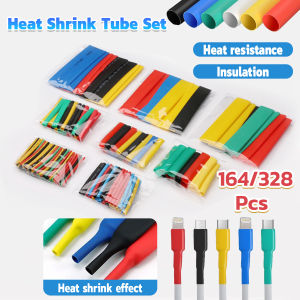 E.B. Heat Shrink Tubing Insulation Shrinkable Tube 2:1 Sleeve Kit Electrical Connection Electrical Wire Wrap 164pcs/328pcs