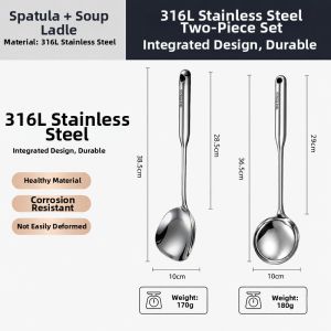 RONGCHUAN | Large 316L Stainless Steel Soup Spoon Food Grade Long Handle