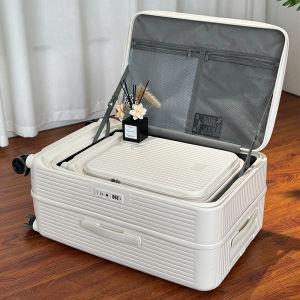 New Large Capacity Side Opening Luggage Bag Womens 20 Inch Carry-On Travel Suitcase Mens 24 Inch Multi-Function Pull Rod Case