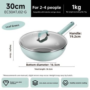 Supor Non-Stick Ceramic Wok Pan Flat Bottom Stove And Induction Cooktop Compatible Home Use Cooking Utensil with Glass Lid