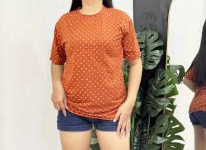 POLKA PRINT BASIC BLOUSE TOP TSHIRT FOR WOMEN FIT S TO SEMI XL COTTON