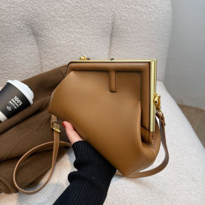 Fashionable Soft Leather Cloud Shaped Shoulder Bag Womens Handbag Lock Buckle Crossbody Bag Elegant Simple Style for Young Women