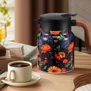 Vintage Floral Tea Thermos 1000ml Stainless Steel Tea Kettle Drip-Proof Tea Pot With Tea Infuser Mini Thermo Coffee Pot