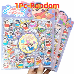 Bandai | 1Pc Crayon Shin-chan 3D Crystal Sticker Waterproof Phone Case Decoration Sticker Suitable for Water Bottle DIY Crafts