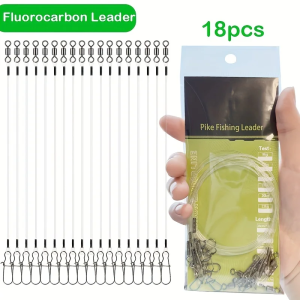18pcs Fluorocarbon Leader Line Pike Leader with Rolling Swivels and Quick Lock Snaps7kg/9kg/12kg/18kg/20kg/23kgFishing Line