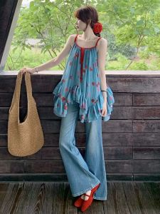 Light Wash Bell Bottom Wide Leg Jeans Womens Loose Fit Straight Casual High Waist Cotton Stretch Denim Summer Pants