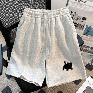 Summer Mens Casual Shorts Student Versatile Straight Leg Sport Five-Quarter Length Printed Fashion Brand Hong Kong Style