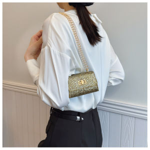 Minimalist Fashion Chain Handbag Womens Underarm Bag Evening Bag Handheld Bag Diamond Embellished Polyester Tote Bag