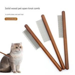 Pet Flea Comb Single-Row With Solid Wood Handle Dog & Cat Lice Remover Long-Pin Fine-Tooth Grooming Comb For Pet Care