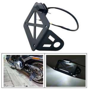 Yecnecty | Universal Side Mount Motorcycle Registration License Plate Holder Bracket With LED Rear Light For Bobber Honda Cafe Racer Suzuki