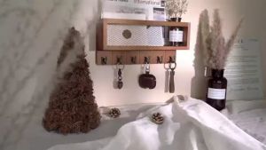 Key Holder Wall Hanging Wood Key Holder Organizer For House Key Aesthetic Key Holder Wall Mount With Mail Storage Basket Organizer with 6 Sturdy Wall Hooks key Holder Wall Hanging Cabinet Multifunctional Behind The Door Hooks For Home Entryway