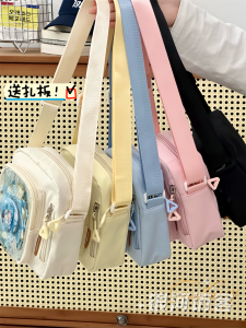 Casual Japanese Style Small Crossbody Bag for Girls Versatile Transparent Phone Bag Cute Bille Tote Simple Design Soft Nylon Material
