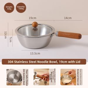 304 Stainless Steel With Lid and Handle Meal Bowl
