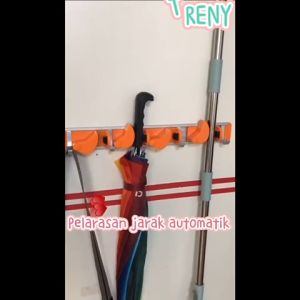 TRENY Mop Holder Broom Holder Hanger Clip Wall Mop Rack Bathroom Holder Spray Mop Set Floor Heavy Duty Mop Holder Bathroom Wall StickerBathroom No Drill No Punch