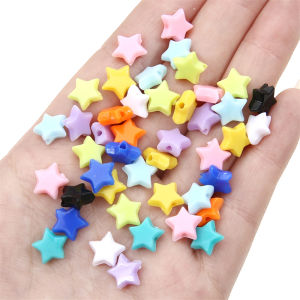 50pcs Solid Colors Acrylic Star Beads Charm Loose Spacer Beads for Earring Bracelet DIY Jewelry Craft Making