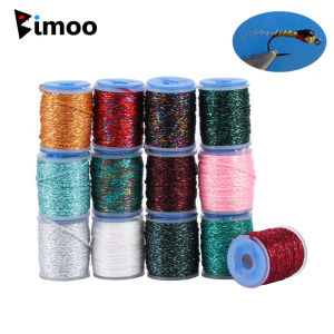 Bimoo 10M 1mm Wide Holographic Flash Flat Braid Thread Fly Tying Material For Nymph Streamer Saltwater Fly Trout Fishing Lures