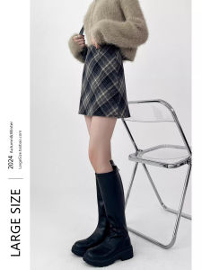 High Waist Tweed Mini Skirt Womens Autumn Winter Vintage Plaid Wrap Bodycon Skirt Pear Shaped Body La Chapelle Half Length Skirt