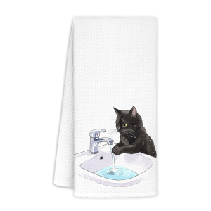 1 Piece Cat-Themed Kitchen Towel Dish Towel Hand Towel Highly Absorbent Kitchen Decorative Towel Neighbor Gift Sweet Housewarming Gift for Friends Mom Gift Friend Birthday Gift