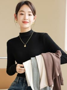 กึ่งสูง ปกเสื้อ สลิมฟิต เสื้อเชิ้ตแขนยาว ผู้หญิง เสื้อยืดซัลเฟตทองแดง ลำลอง เรียบหรู เสื้อชั้นในบาง เสื้อท่อนบน อินเทรนด์