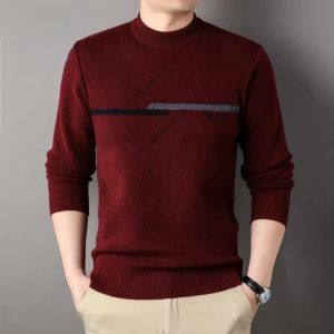 ROMON | Lormen Mens Knitted Sweater Thickened Warm Casual Round Neck Pullover Winter Fashion Business Leisure Long Sleeve Slim Fit