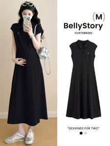 Váy Đen Chữ a Dài Tay Cotton Cho Bà Bầu Mùa Hè 2025 Váy Công Sở Kiểu Pháp Cao Cấp Cho Bà Bầu Váy Dài Thường Ngày