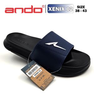 Sandal Anak Remaja Laki Laki – Sandal Pria Dewasa – ANDO – XENIX 02 – Size 38-43 – Slip On – Slop - Casual Navy Putih