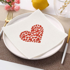 JINYUDOME Disposable Linen Feel Cocktail Napkins 7.87x7.87in Folded Square for Valentines Day Wedding Party Cafe Bar