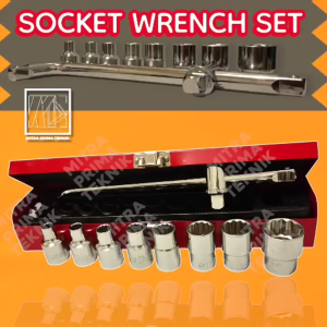 Tenka Kunci Sok Set 10pc 1/2 Inch 12 Point Bahan Chrome Vanadium CRV Ukuran 8mm-24mm