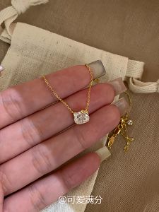 Elegant Butterfly Knot Cat Zircon Necklace Korean Style Simple Miss Rich Lockbone Chain Jewelry for Women Fresh out New Fashion