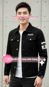 Set Áo Khoác Jean Nam Đen Thêu Phối Quần Jean Đen Slimfit Cao Cấp Thời Trang Nam Cá Tính VIETFASHION 2026