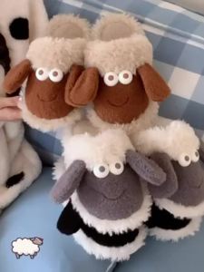 XIXITIAO Autumn and Winter New Cute Plush Lamb Soft Platform Confinement Shoes Womens Home Indoor Warm Comfortable Cotton Slippers