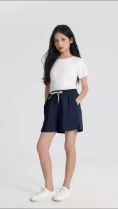 UNIFIT Womens Linen-Feel Lounge Shorts Casual Drawstring High-Waist Shorts UG-1201